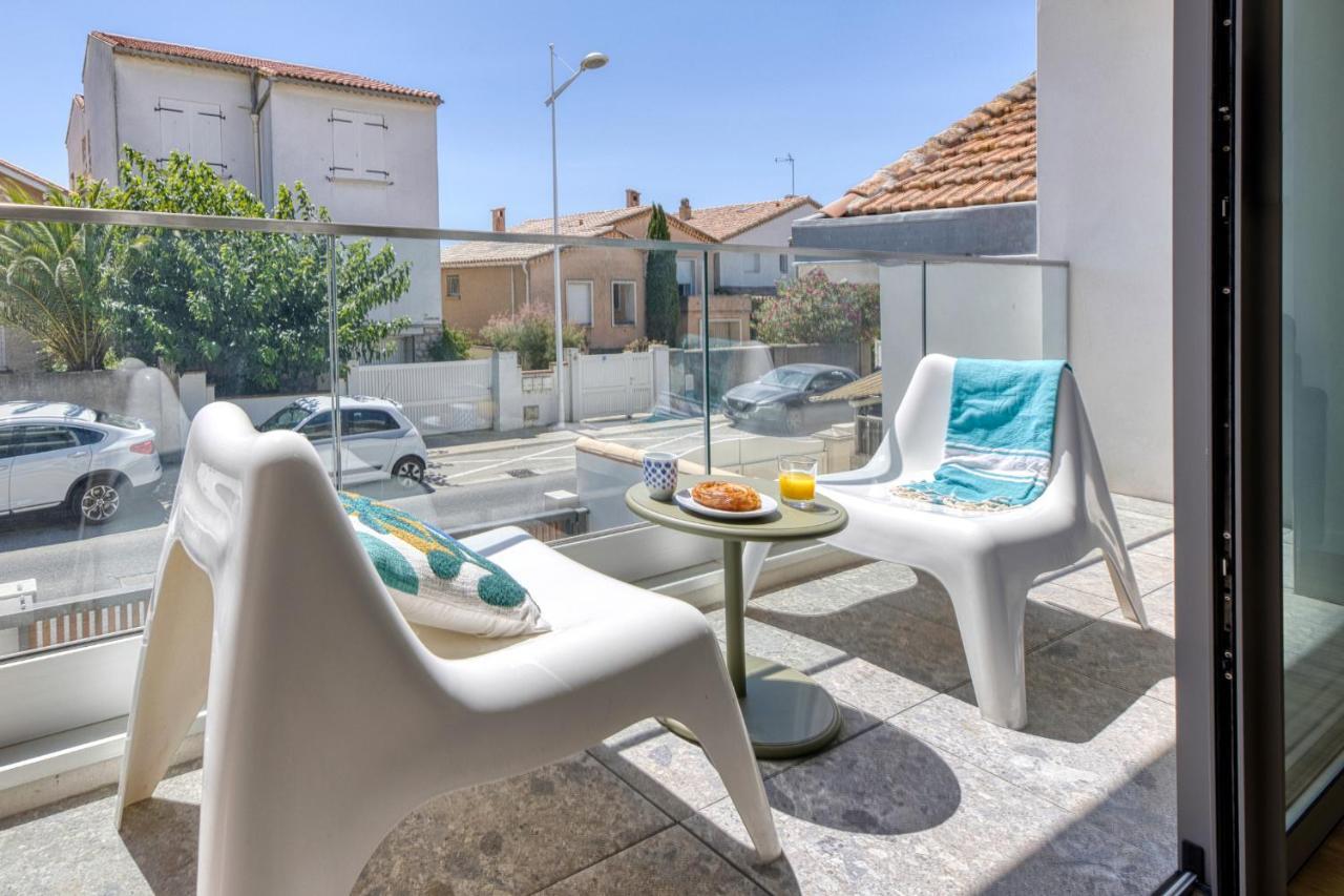Superbe T2 neuf, climatisé 2nd ligne, balcon, jardin, prestations haut de gamme Carnon-Plage Exterior foto